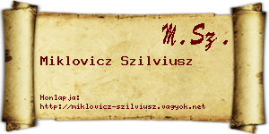 Miklovicz Szilviusz névjegykártya